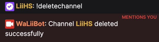 Example of !deletechannel